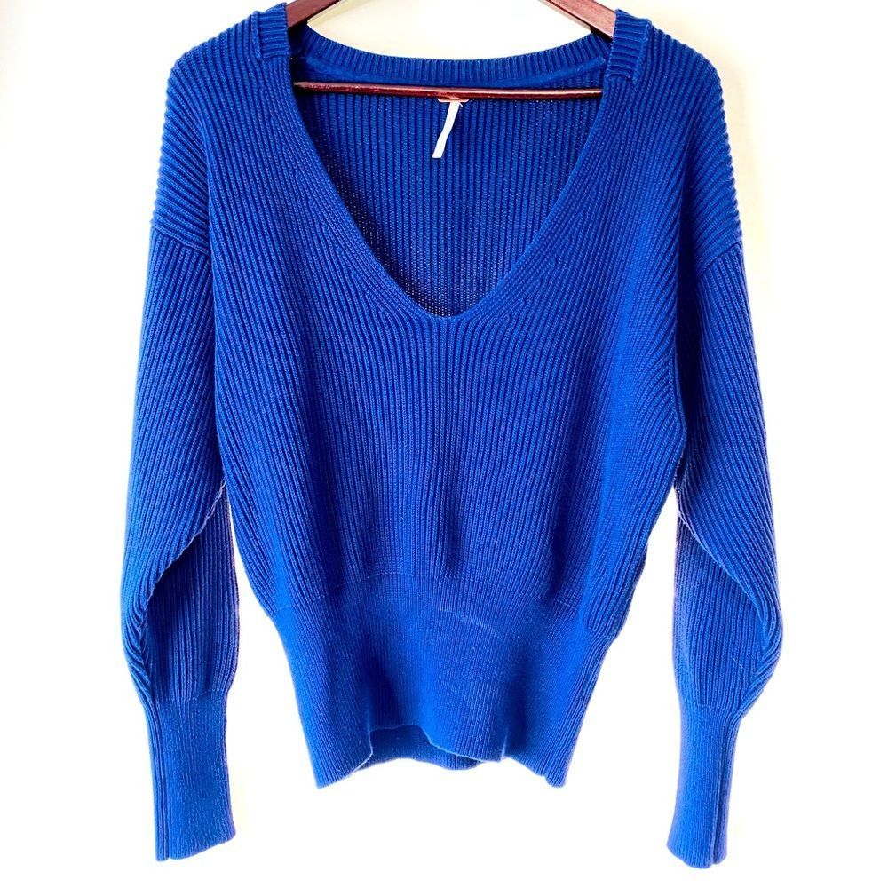 Free People Womens Purple V Neck Pullover Sweater Size Small